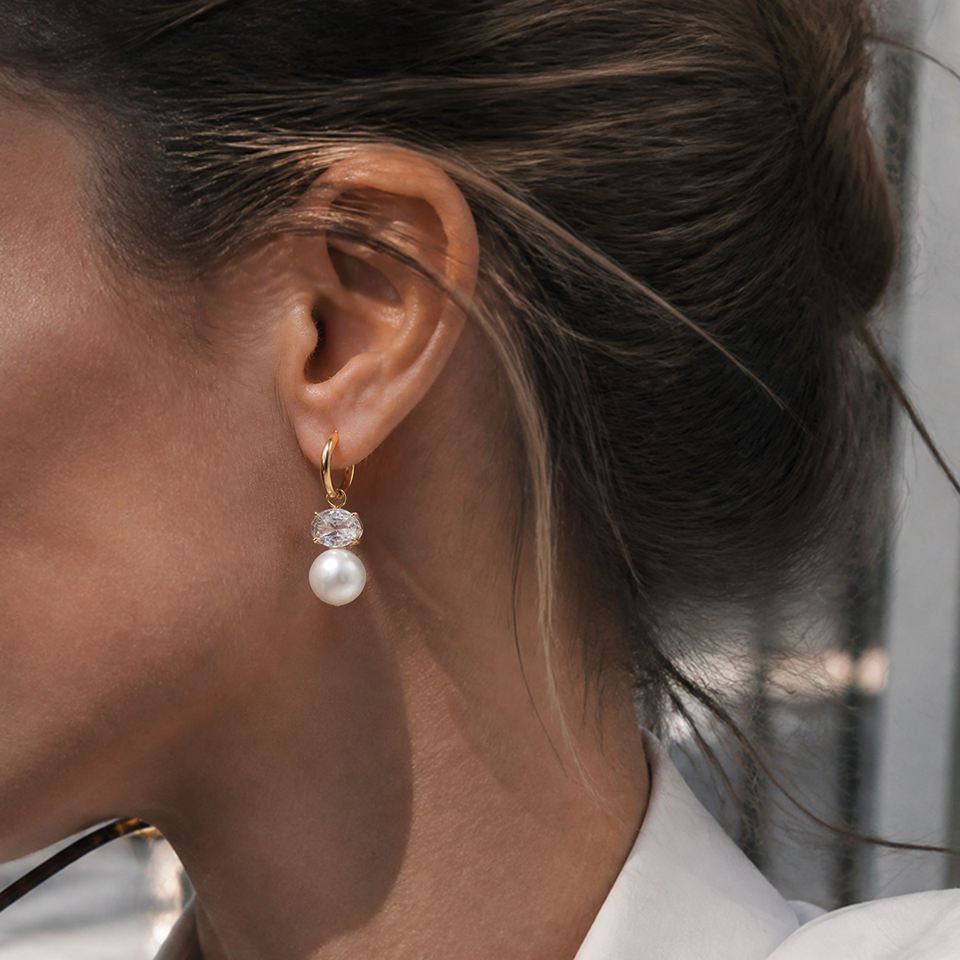 Florine Earrings — Gold — on model